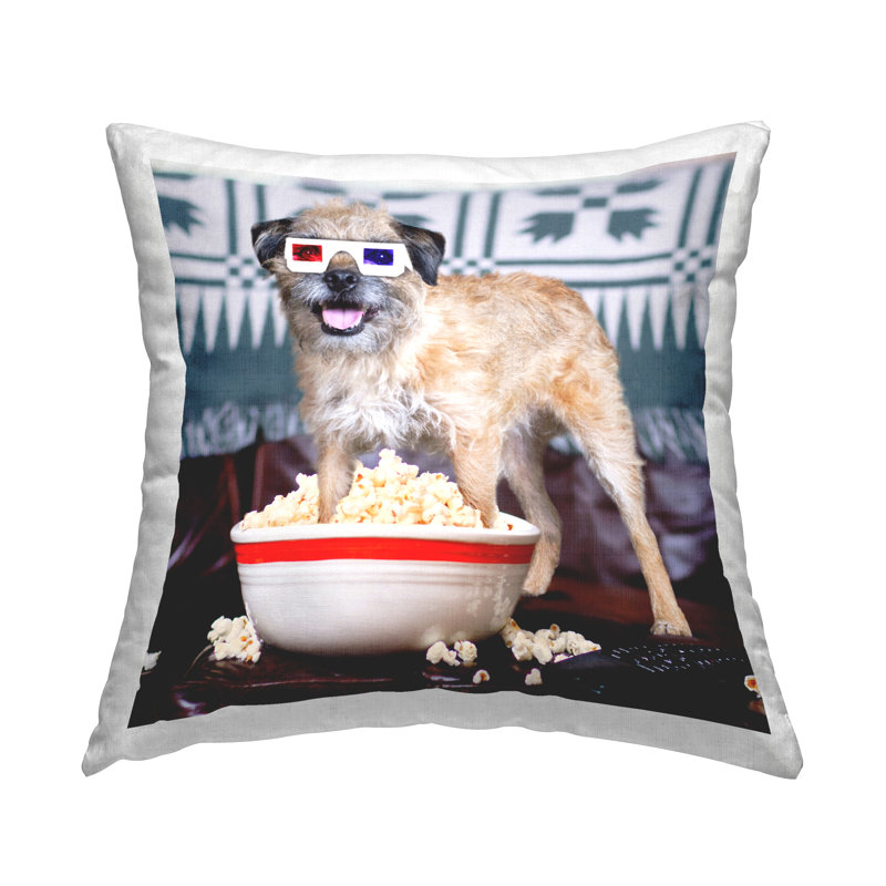 Coussin décoratif avec lunettes 3D "Funny Dog" par Michael Quackenbush