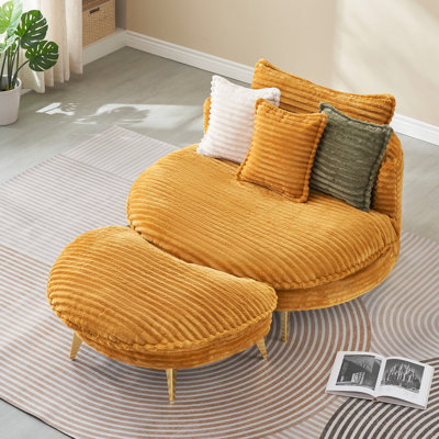 Velours côtelé 65 po jaune - 2 sièges, doux et confortable pour le salon, bureau 64,19 pouces de long avec sièges, 3 coussins, beige