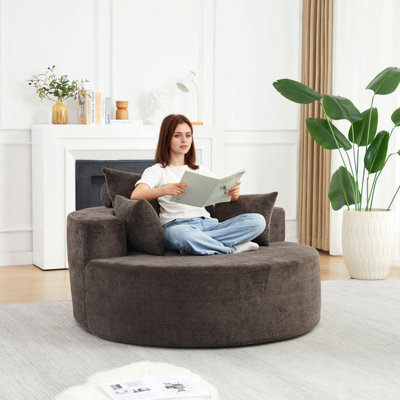 55'L Chenille Sponge Single Sofa,No Assembly Required,Fluffy Modern Sleeper Chair For Living Room, Bedroom, Lounge And Projection Room(Not A Swivel Chair.)