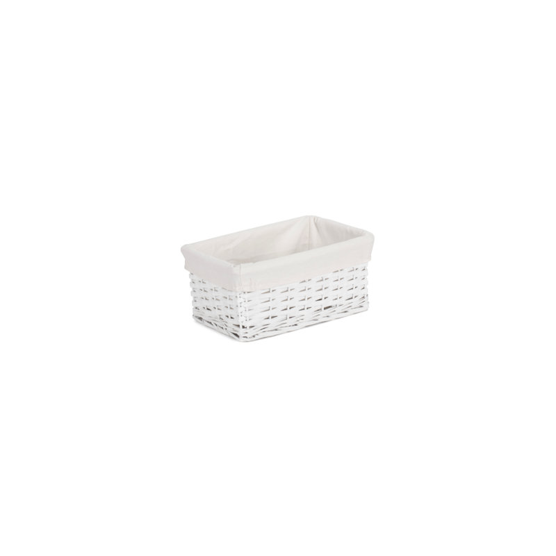 Shinde Wicker Lined Storage Basket, 14cm H x 30cm W x 18cm D, White