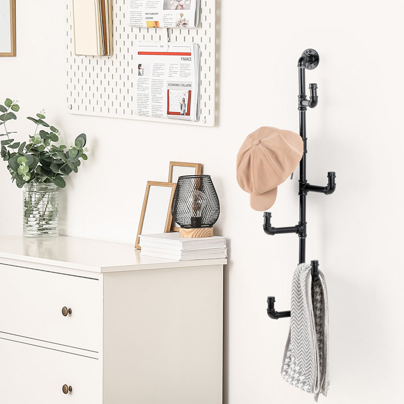 Wall Coat Hat Tree Rack with 6 Adjustable Hooks