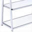 Bibliothèque, H 71,5 po, 6 tablettes contemporaines fixes en bois blanc brillant et métal chromé | Blanc | Bois et métal