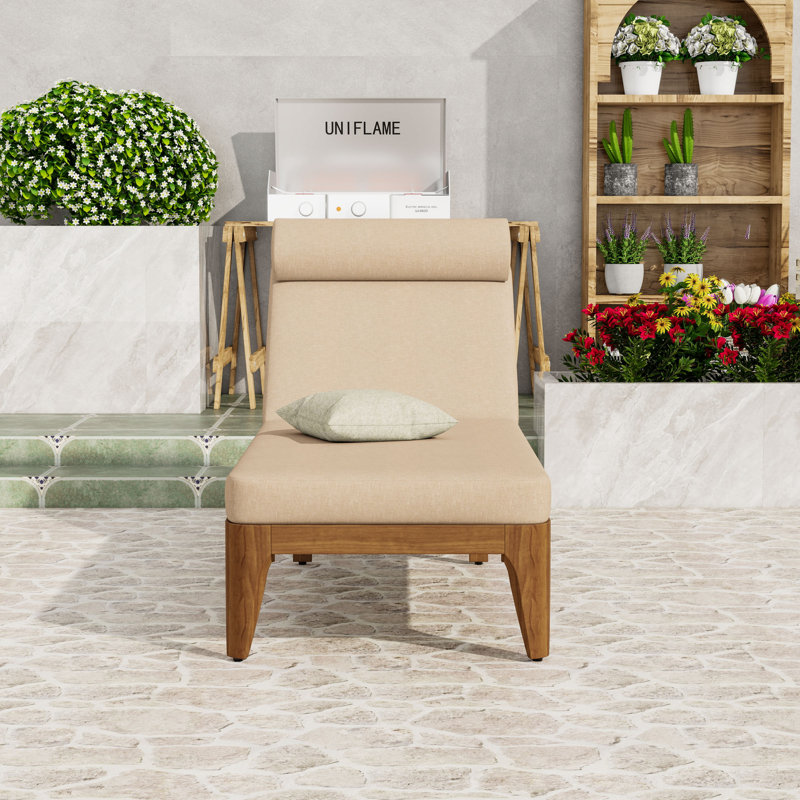 Chaise longue de patio inclinable avec dossier réglable à 4 niveaux, coussin épais et coussin d'appui-tête, Brown