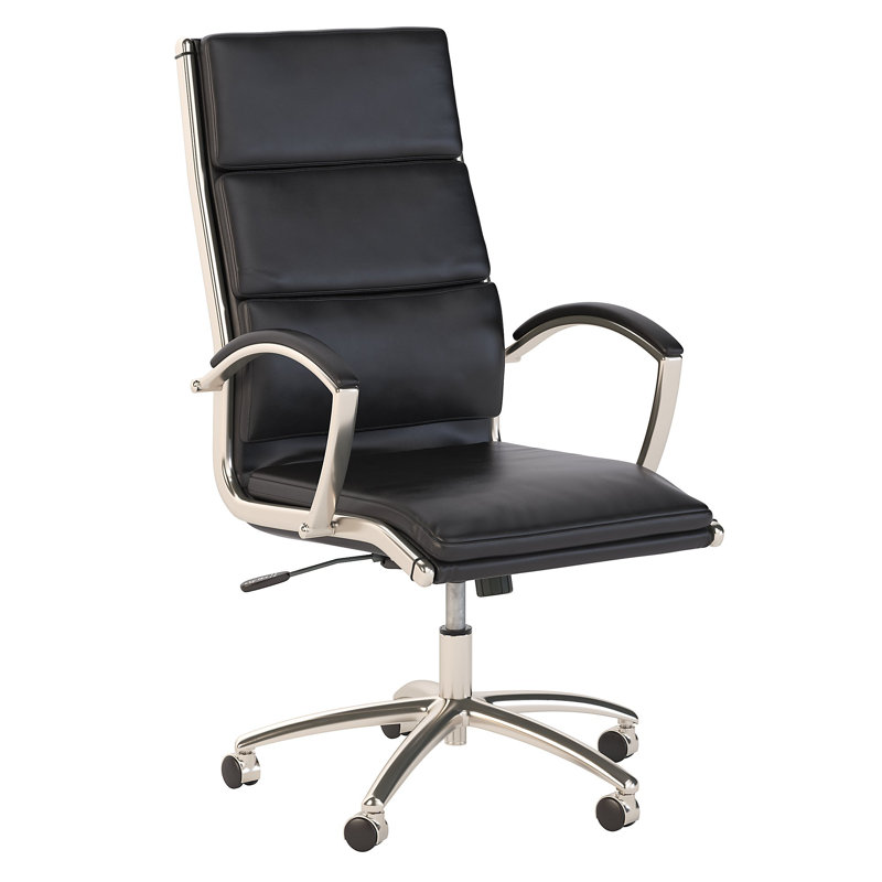 Fauteuil de direction à haut dossier en similicuir, Noir