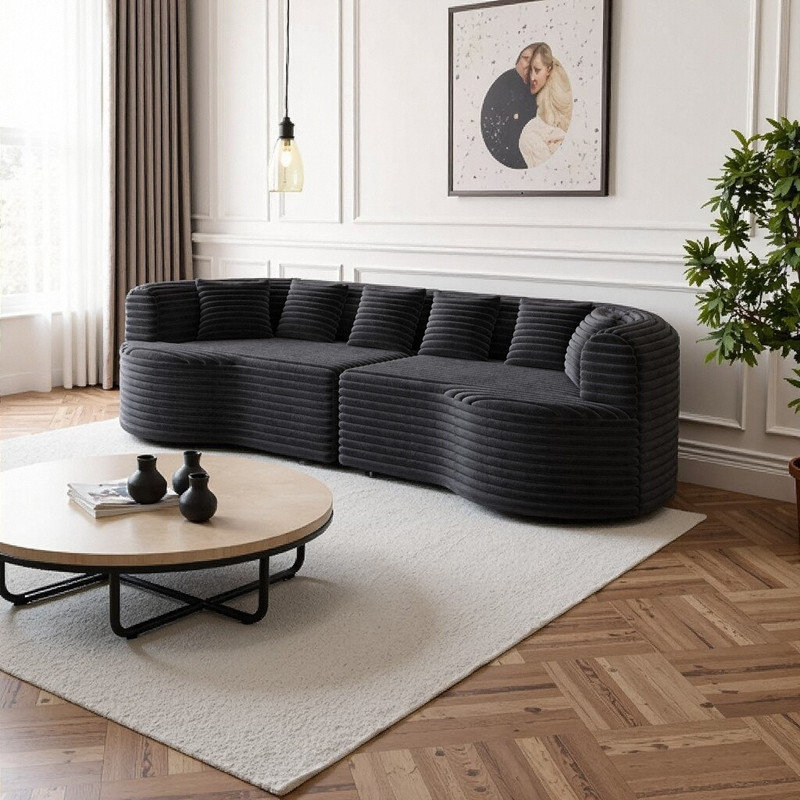Canapé modulaire incurvé surdimensionné sans os Boneless, Noir