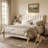 Scandinavian Channel-Tufted Upholstered Bedwith Solid Wood Frame, Queen, Beige Linen-28691559-28691553