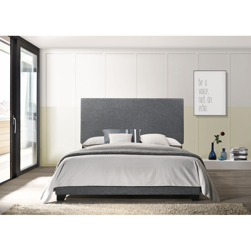 Beckville Upholstered Low Profile Standard Bed, Queen, Smoke Linen