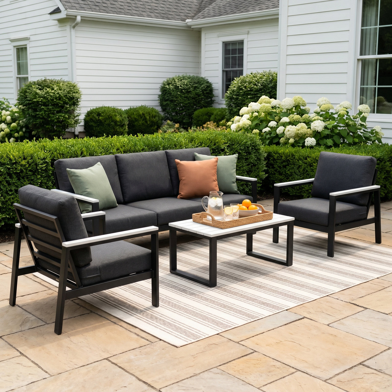 Townsend 7-Person Sunbrella® Patio Seating Group, Canvas Granite Sunbrella® Canvas