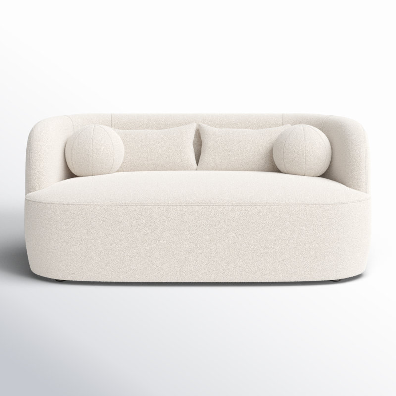 Brinae 68" Wide Boucle Upholstered Loveseat Sofa, Beige Performance Boucle