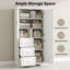 Armoire de rangement haute et large de 62 po avec 3 tiroirs et 3 portes, organisateur autoportant gris pour salle de bain / bureau / cuisine, tablettes réglables, garde-manger large de 32 po, panneau de fibres à densité moyenne robuste-1170333792