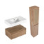 30 inch Wall-Mounted Bathroom Vanity with Resin Sink and Side Cabinet,Soft Close Drawer