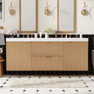 Meuble-lavabo mural double 59,3 po avec plateau en résine SMC