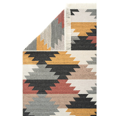 Aftandil Geometric and Trellis Cotton Indoor / Outdoor Area Rug