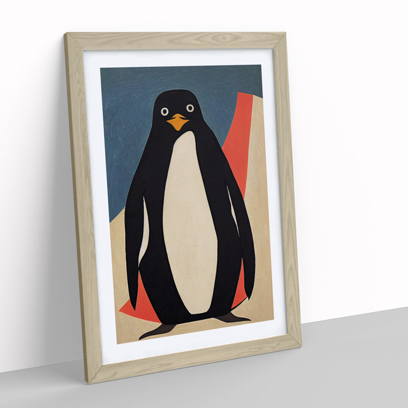 XV1022-3462X Penguin Abstract Art No.6 - Print, No Matte, Oak Frame, 64cm H x 46cm W