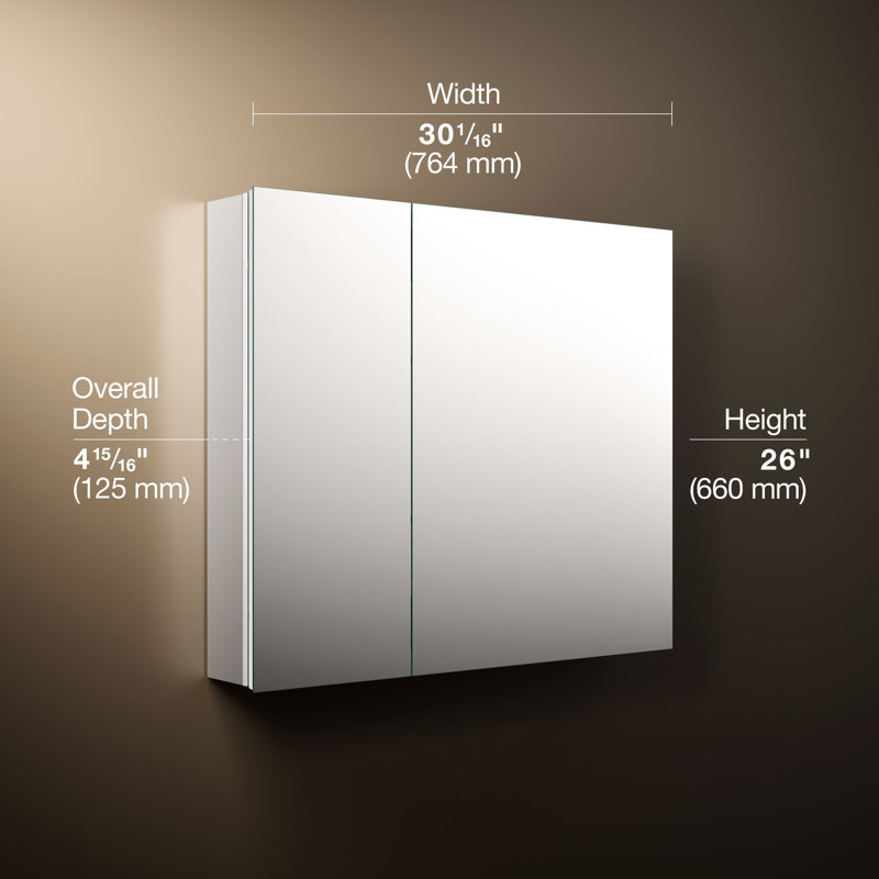 Embark Premium. Rectangular Two-Door Medicine Cabinet, 26" H x 30" W x 4" D