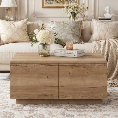 33.25" Square Coffee Table with 4 Drawers