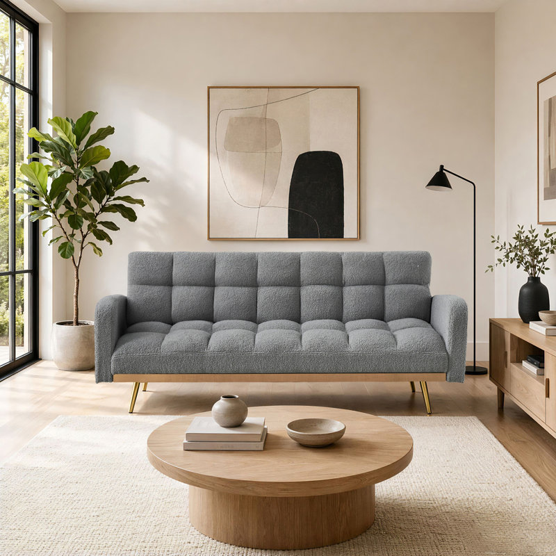 Canapé-lit futon avec 2 coussins Teddy, Grey Teddy