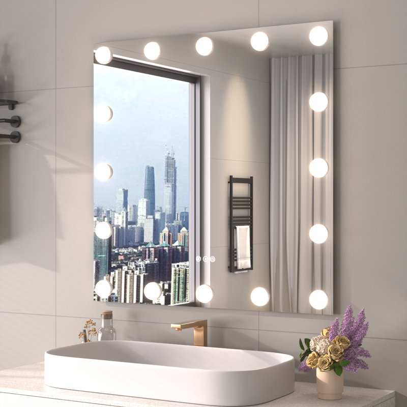 Miroir de salle de bain avec lumières Hollywood, 40 po x 28 po
