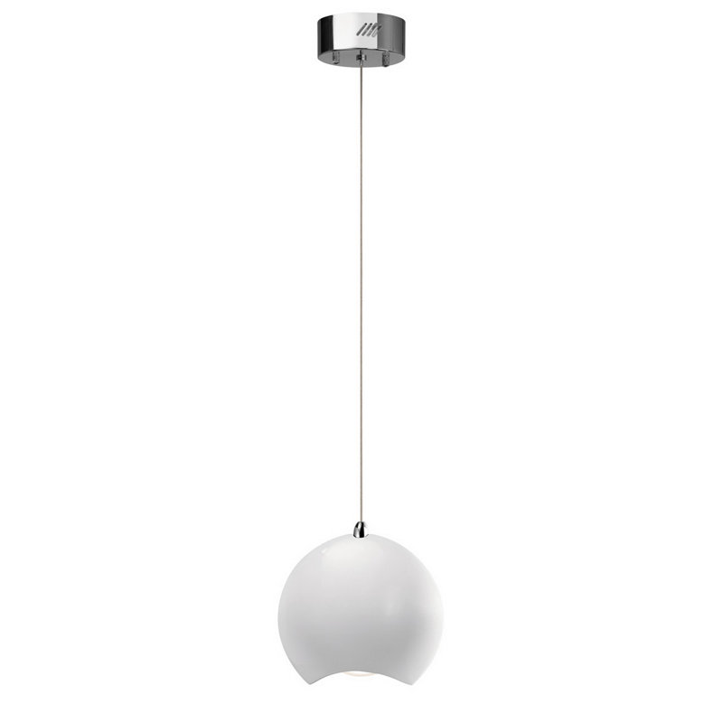 Luminaire suspendu à 1 lumière à DEL Ouell Ouangle, Chrome / Blanc