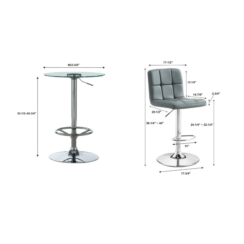 Ensemble de salle à manger à piédestal pour 2 personnes Iftu, Blanc, Chrome