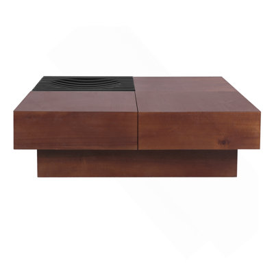 Acacia Wood Storage Coffee Table ,Brown And Black Color