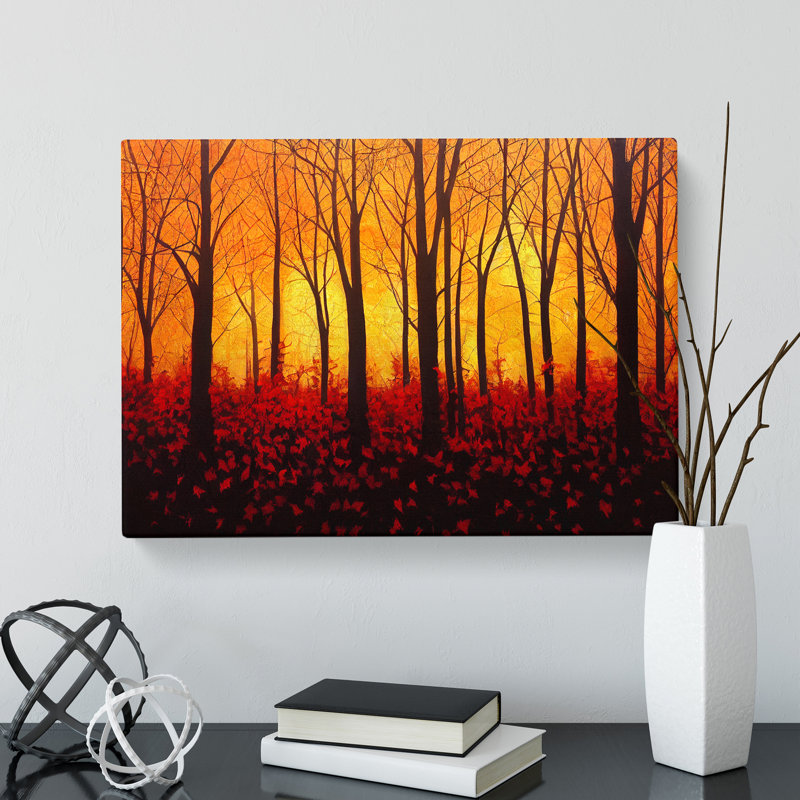XXX-H1022-WF-8614X Sunset Over Autumn Forest Vol.1 - Wrapped Canvas Print, 40cm H x 60cm W x 3cm D