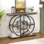 Console industrielle étroite, table d'entrée à 4 niveaux avec étagères de rangement et base circulaire – Gris