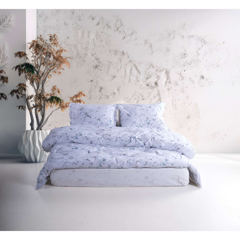 100% Cotton Ranforce Quilt Cover Set, Blue, Duvet Cover 55.1 x 78.7 inches & Pillowcase 23.6 x 23.6 inches | Machine Washable, 145 Thread Count, Button Closure for Duvet & Envelope Closure for Pillowcase | Soft & Durable