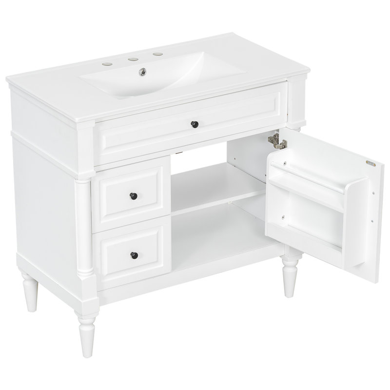 36" Bathroom Vanity With Sink, White