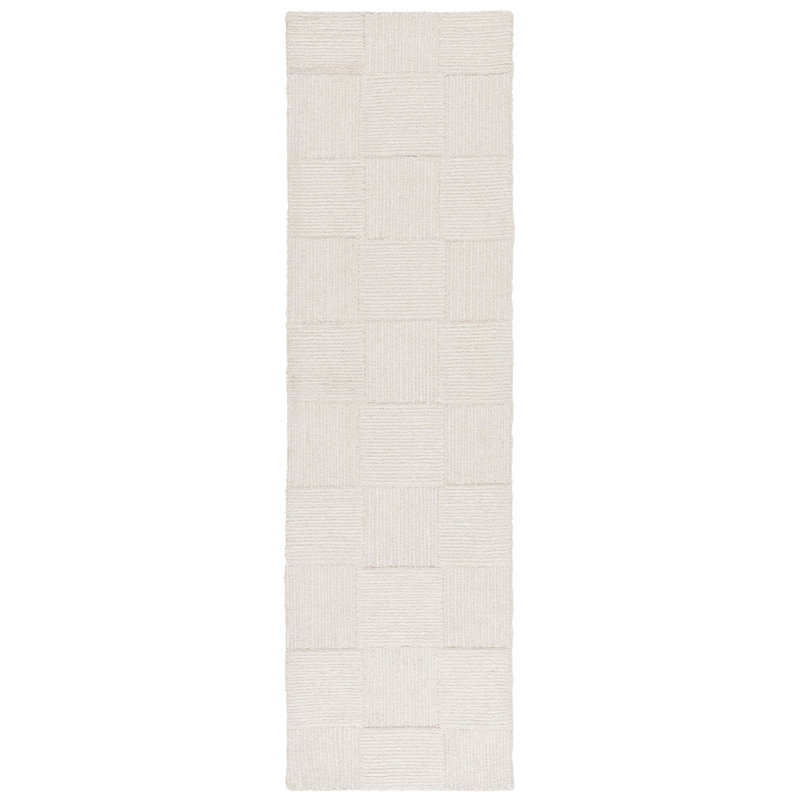 Tapis ivoire en laine / coton touffeté à la main Senya, Tapis de couloir 2 pi 3 po x 8 pi