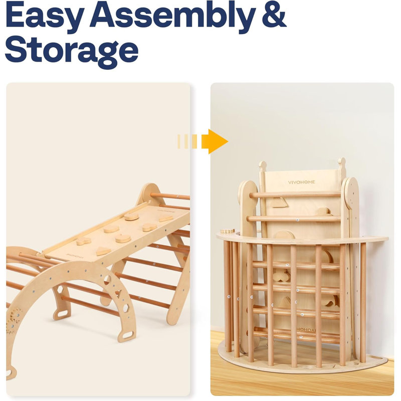 Natural Wooden 8-in-1 Pikler Triangle Climbing Set