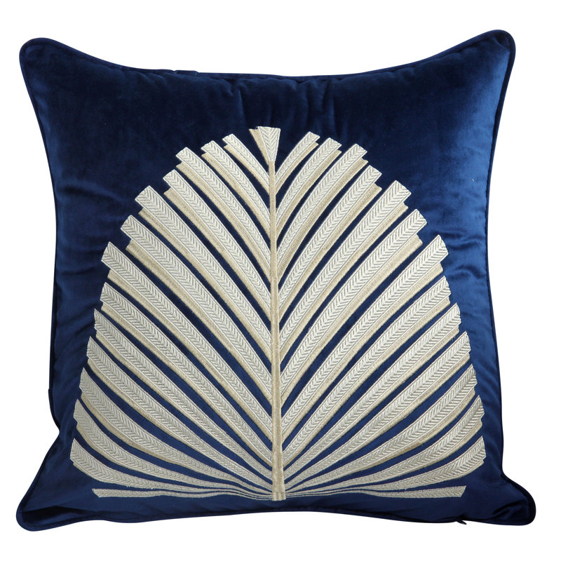  Housse de coussin carré en velours, Bleu
