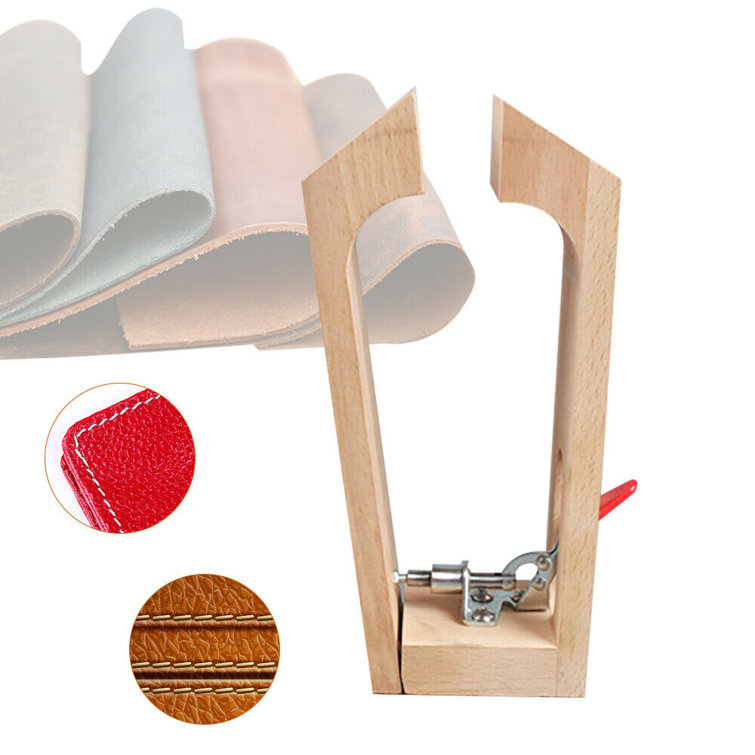 JOYDING Mini Leather Hand-stitched Wooden Clips Desktop Leather Craft  Handheld Sewing Machine