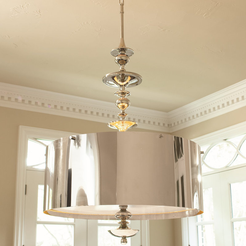 Turned Pendant Chandelier-Nickel-Lg, 54.5" H x 41.25" W x 41.25" D