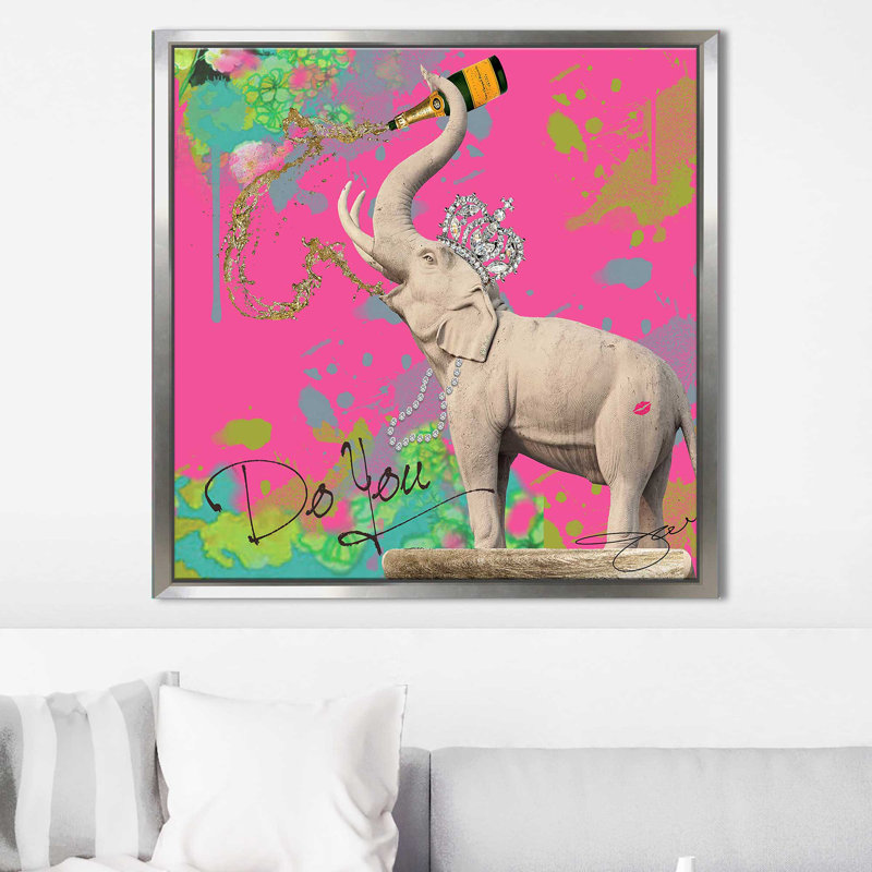 «Elephant, Do You (Square)» par Jodi - impression, Cadre flottant argent, H 39,5 po x l 39,5 po x P 2 po