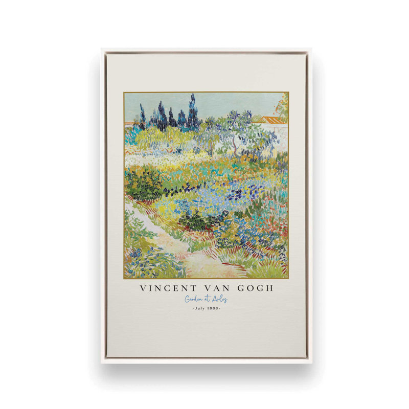 Van Gogh's Garden at Arles v3, reproduction sur toile dans un cadre, H 18,75 po x l 12,75 po, Cadre flottant blanc opaque