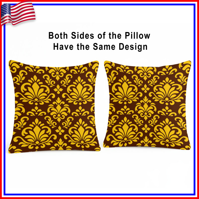 Coussins décoratifs à double face jaune et brun, 26 x 26 pouces