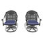 Chaises de patio en aluminium coulé (2 pièces) avec cadres noirs et coussins de couleur aléatoire (2 pièces), structure, housses de siège confortables