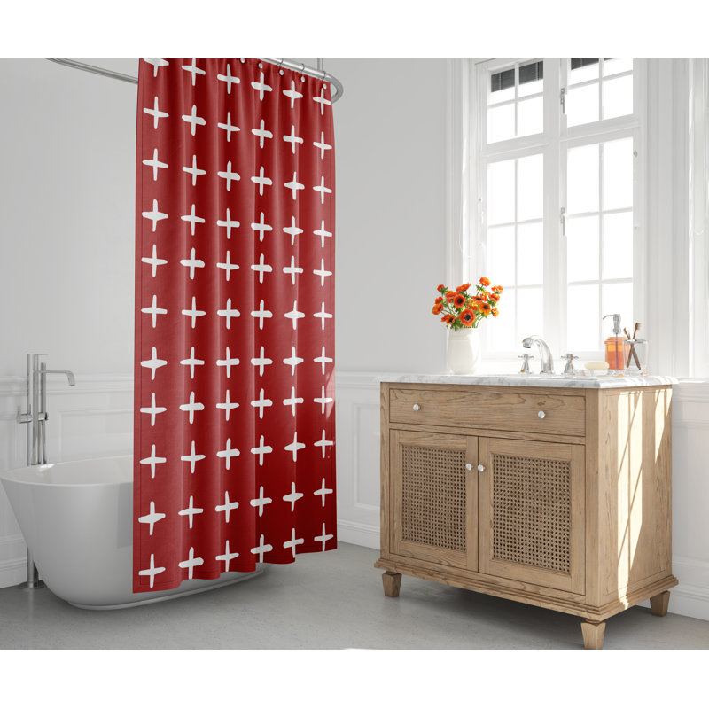 Rideau de douche, Rouge / blanc
