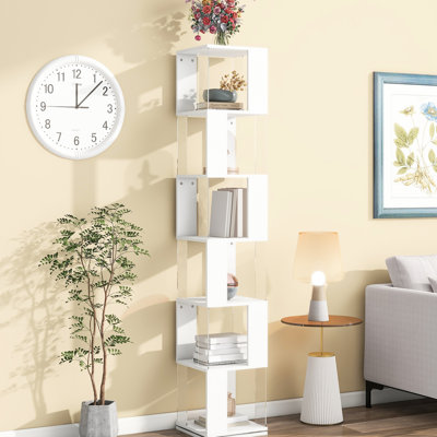 Présentoir à livres rotatif élégant - devant en acrylique transparent, étagère à 6 niveaux au design attrayant pouvant accueillir différents articles, économisant de l'espace au sol