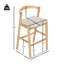 Tabouret de bar d'intérieur en bois d'hévéa Balmans, finition naturelle et revêtement beige, ensemble de 2-1071670940