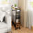 Narrow Skinny Bedside Table Nightstand With Drawers&Wheels, Slim Table Stand Magazine Rack With Storage Bag (Rustic)