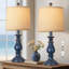 Ensemble de 2 lampes de table rustiques 22 ", avec interrupteur rotatif pour chambre à coucher, salon, bleu-1483712094