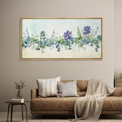 Succulent aquarelle succulente panoramique d'inspiration botanique