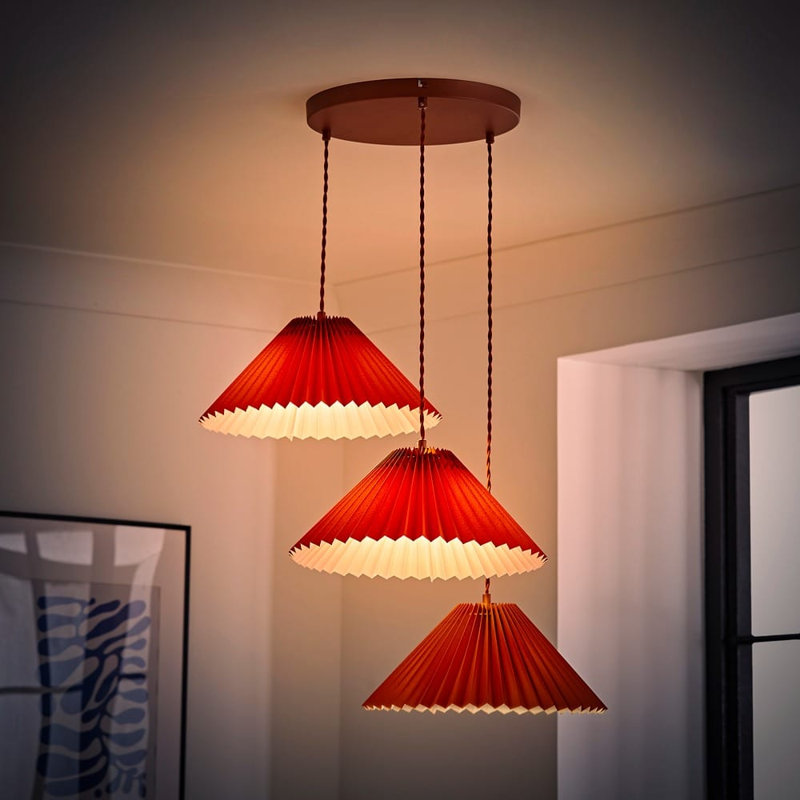 Kameron 3 - Light Painted Shaded Pendant, Orange, Yes
