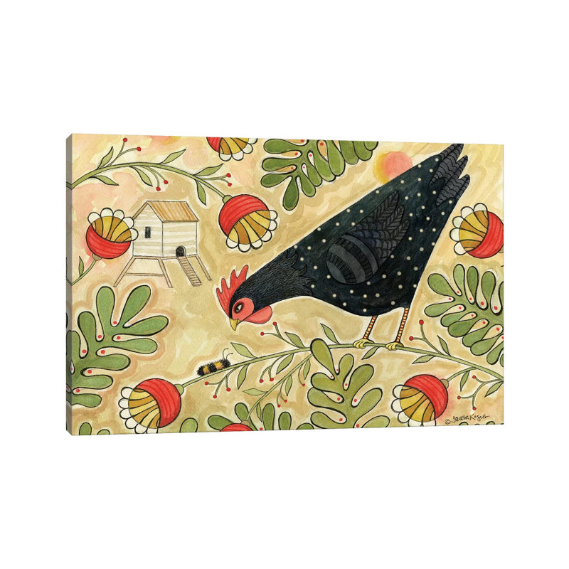 Hello Black Hen by Teresa Kogut - Wrapped Canvas Print, 20.32 cm H x 30.48 cm W