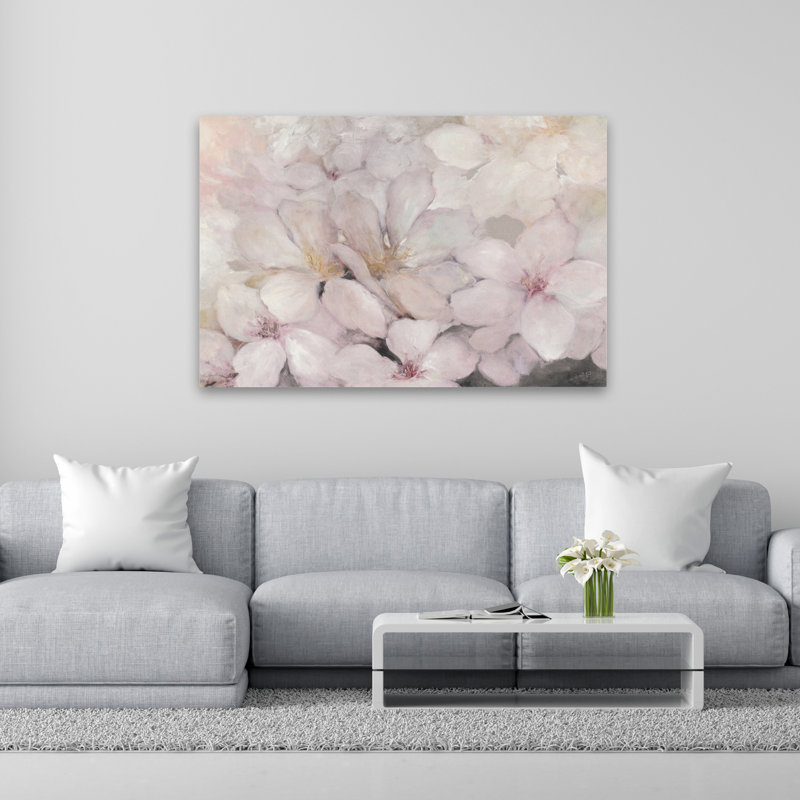 Fleurs de pommier gris foncé - art abstrait cerisier en fleurs, H 40 po x l 60 po