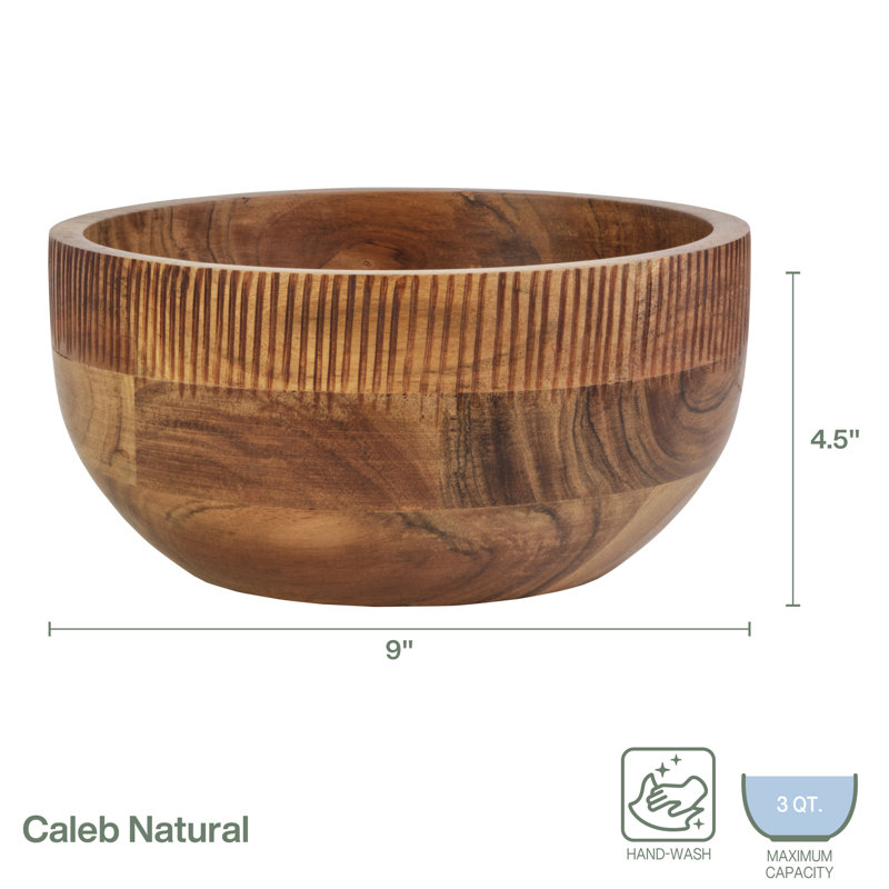 Fitz and Floyd  Natural Wood Large Serve Bowl, 9"