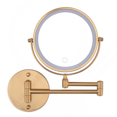 Rechargeable 360° Rotation Extension Wall Mounted Makeup Mirror 8" Magnifying Mirror With Lights Double-Sided 1X/10 & Round Base
