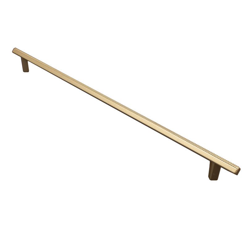 Poignée barre simple 12 5/8 po Knurl, Laiton satiné